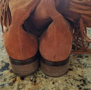Brown suede fringed coyboy boots size 20
